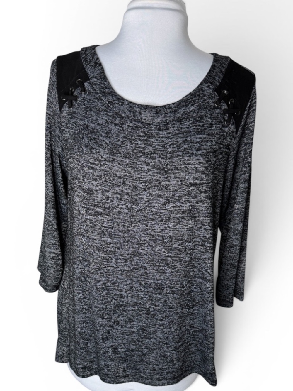 PerSeption Concept 3/4 Sleeve Scoop Neck Heather Pattern Sweater Size XL
